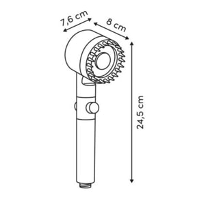 Pommeau de douche L.24,5cm gris