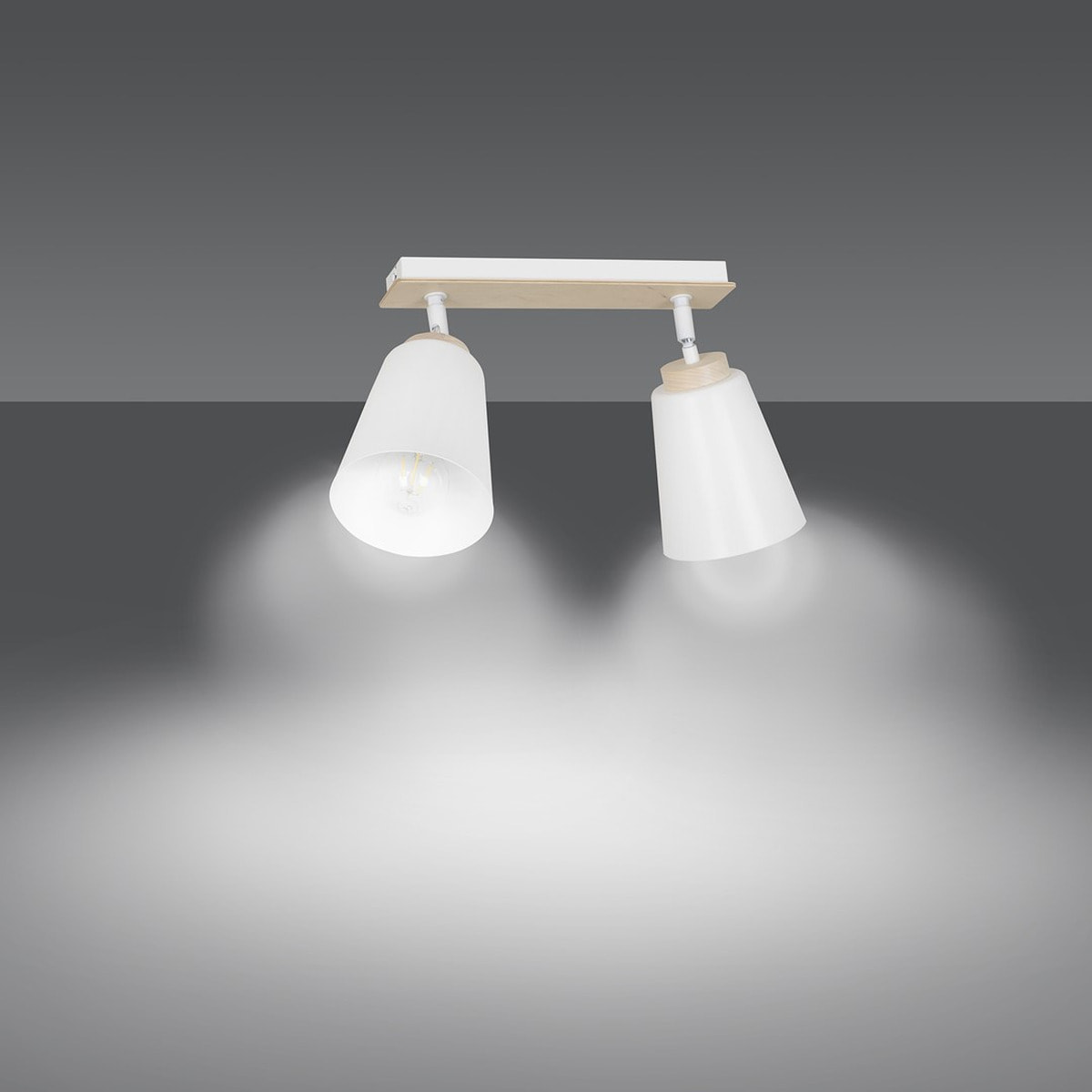 Lampada a sospensione ATLAS in acciaio bianco e legno