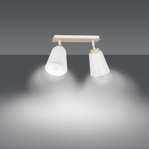 Lampada a sospensione ATLAS in acciaio bianco e legno