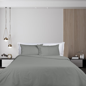 UNO CASA DESIGN Sacco Copripiumino in Puro Cotone Garment Washed_No-Stiro_matrimoniale_grigio-scuro