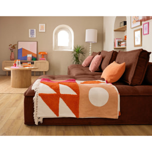 Marisol - canapé d'angle modulable 4 places - velours texturé - Terracotta