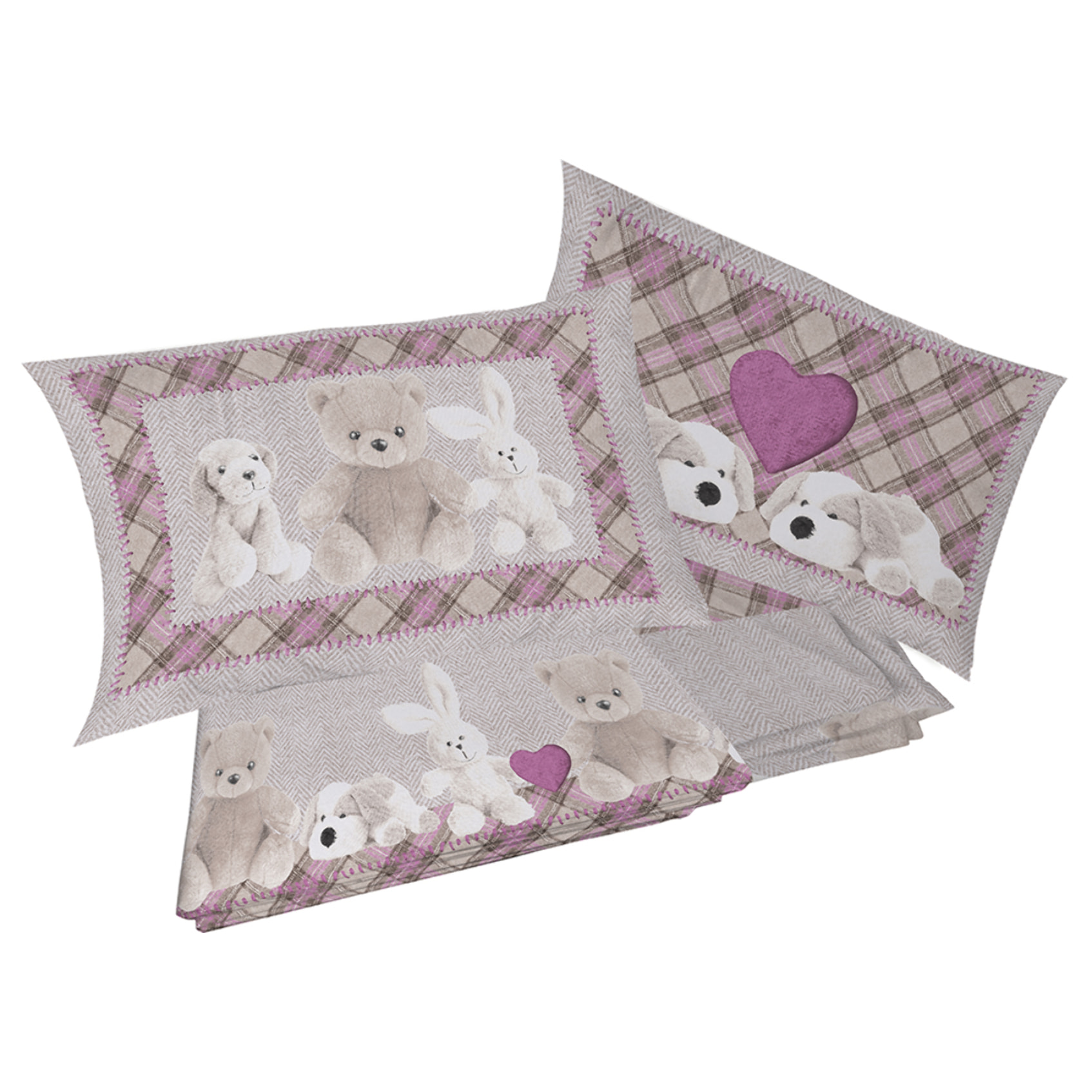 Completo letto peluche rosa 100% cotone