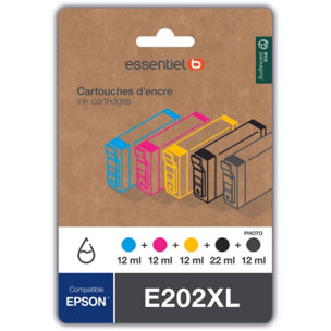 Cartouche d'encre ESSENTIELB E202XL Noir + 3 couleurs