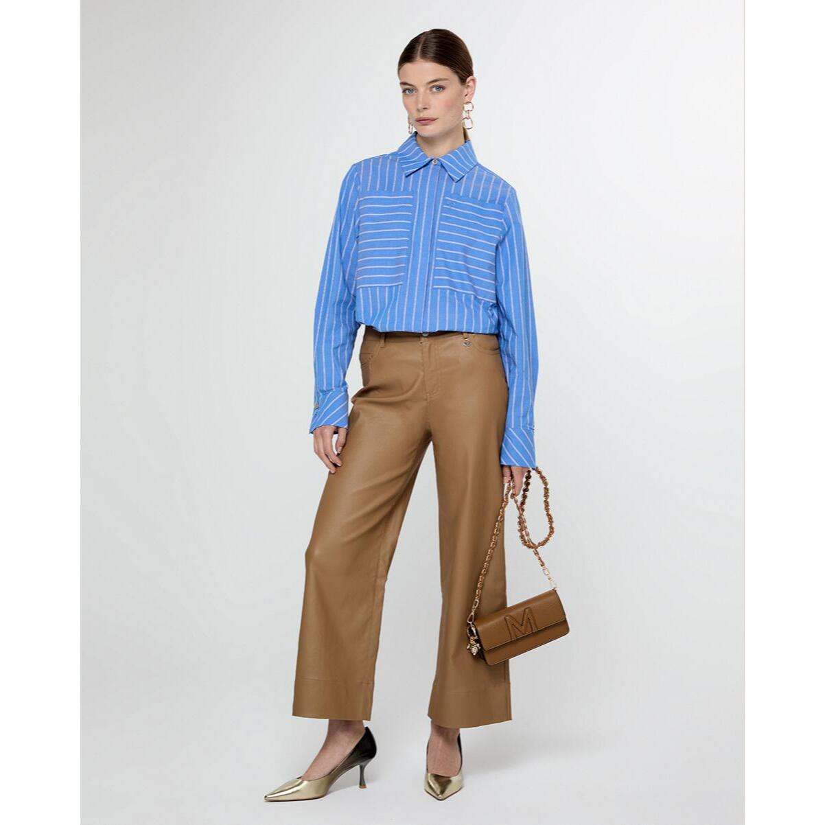 Pantaloni culotte cerati con orlo