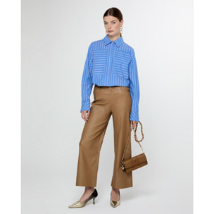 Pantaloni culotte cerati con orlo