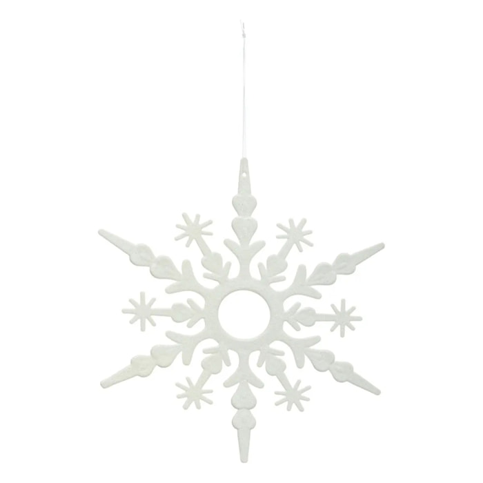 Décoration de sapin flocon pailletée blanc 30cm