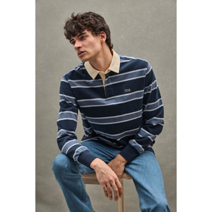 Polo rugby azul denim con parche Polo Club