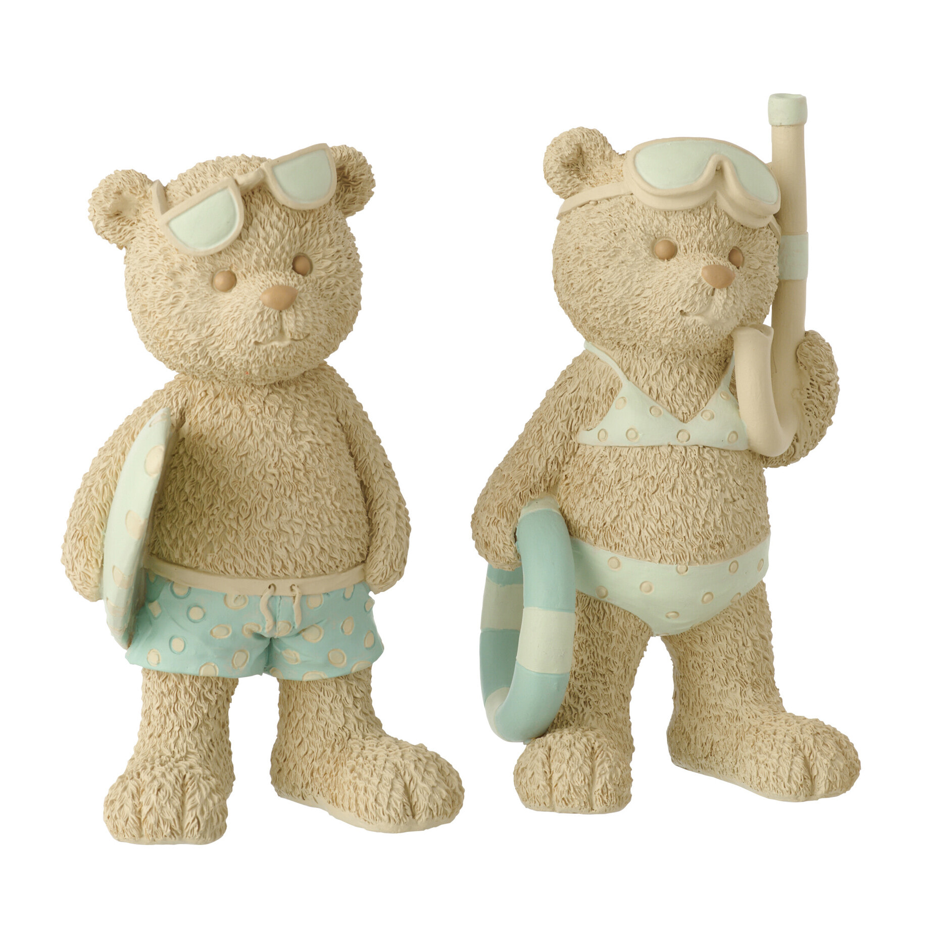 J-Line Ours Plage Fille/Garçon - polyrésine - beige/bleu clair - large - 2 pièces