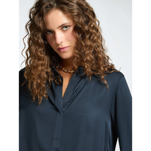 Elena Mirò - Camiseta polo de dos tejidos - Azul