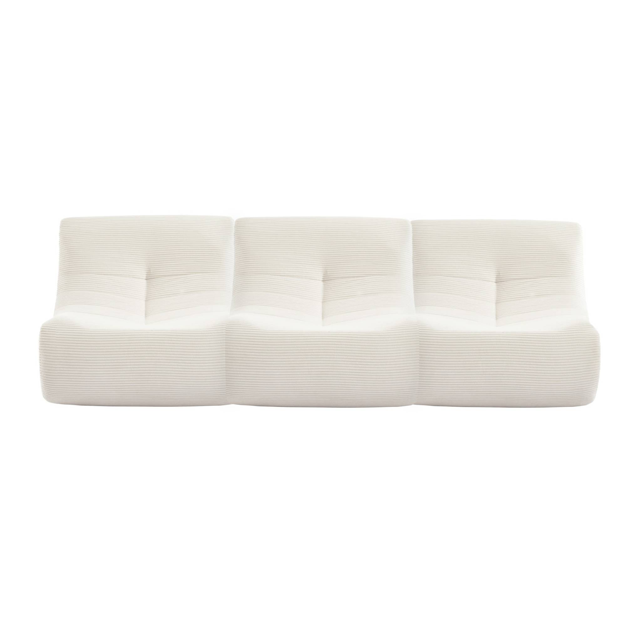 Chauffeuse velours côtelé 3 places crème L 91 x P 105 x H 72 cm - SOKOL