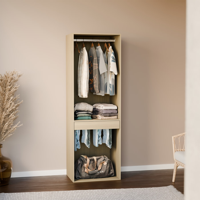 Module dressing avec penderie et porte-pantalons. naturel. panneaux stratifiés