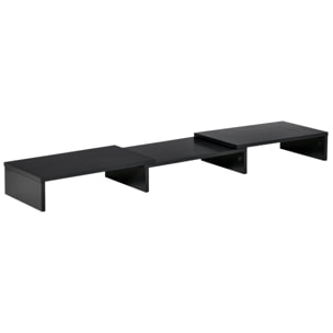 Vinsetto Soporte Elevador para Monitores de Madera Ajustable en Longitud y Ángulo para 2 Pantallas de Ordenador Portátil 80-117x23,5x10 cm Negro