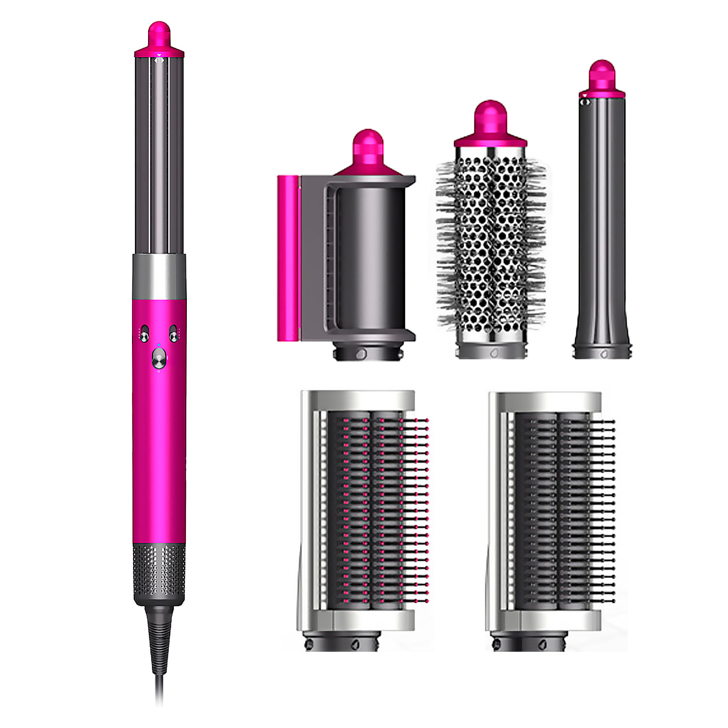 Spazzola ad aria calda professionale 6 in 1 con testine. Tecnologia Airflow con 3 livelli di velocità e 3 livelli di temperatura.