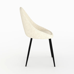 Lot de 2 chaises en tissu bouclé blanc cassé - Rona