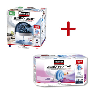 Rubson AERO 360° Absorbeur d'humidité 20 m² Incluant 1 Recharge + Lot de 4 Recharges Parfum Lavande