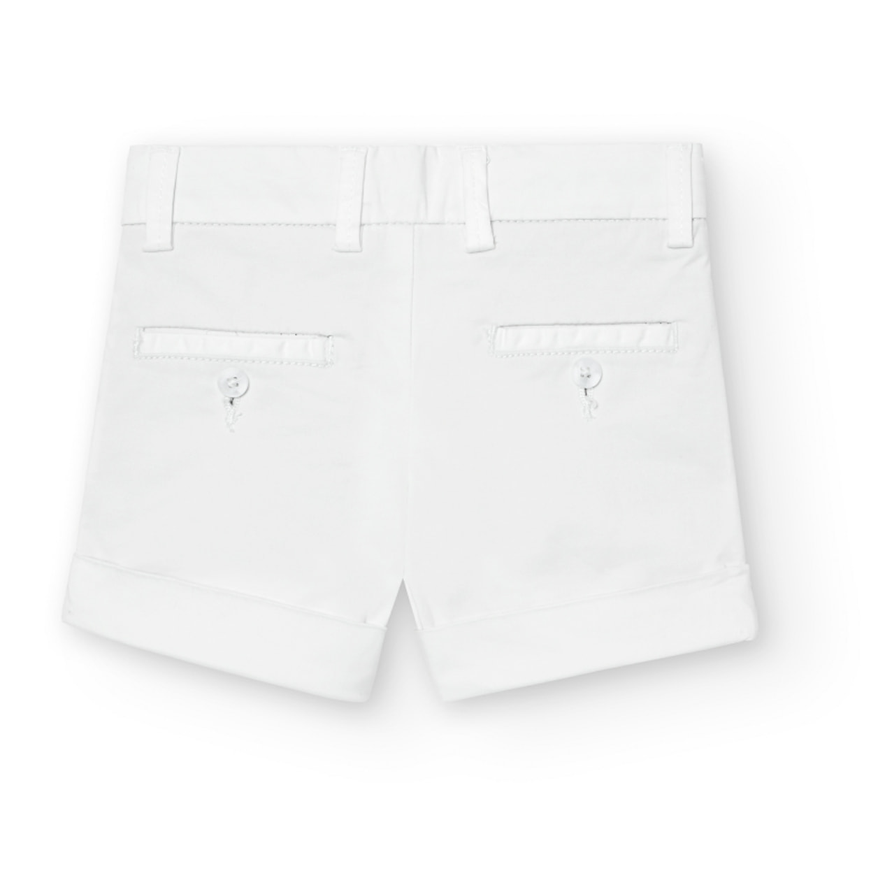 Bermudas niÃ±o, satÃ©n estampado liso, blanco