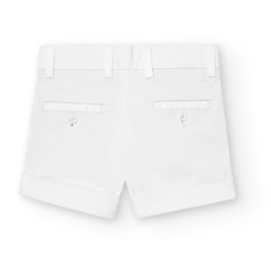 Bermudas niÃ±o, satÃ©n estampado liso, blanco