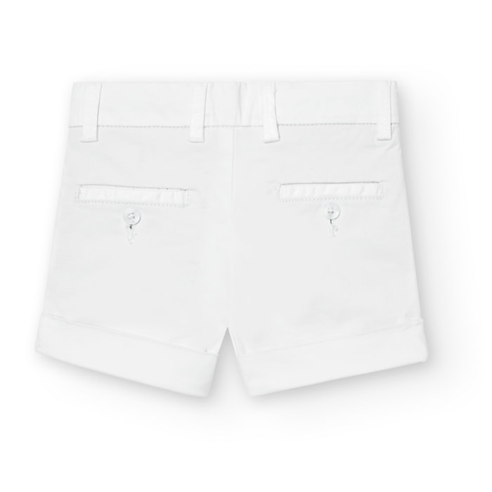 Bermudas niÃ±o, satÃ©n estampado liso, blanco