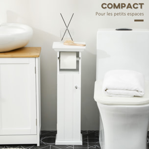 Meuble WC armoire toilette - porte, support papier - dim. 21L x 17l x 66H cm - blanc