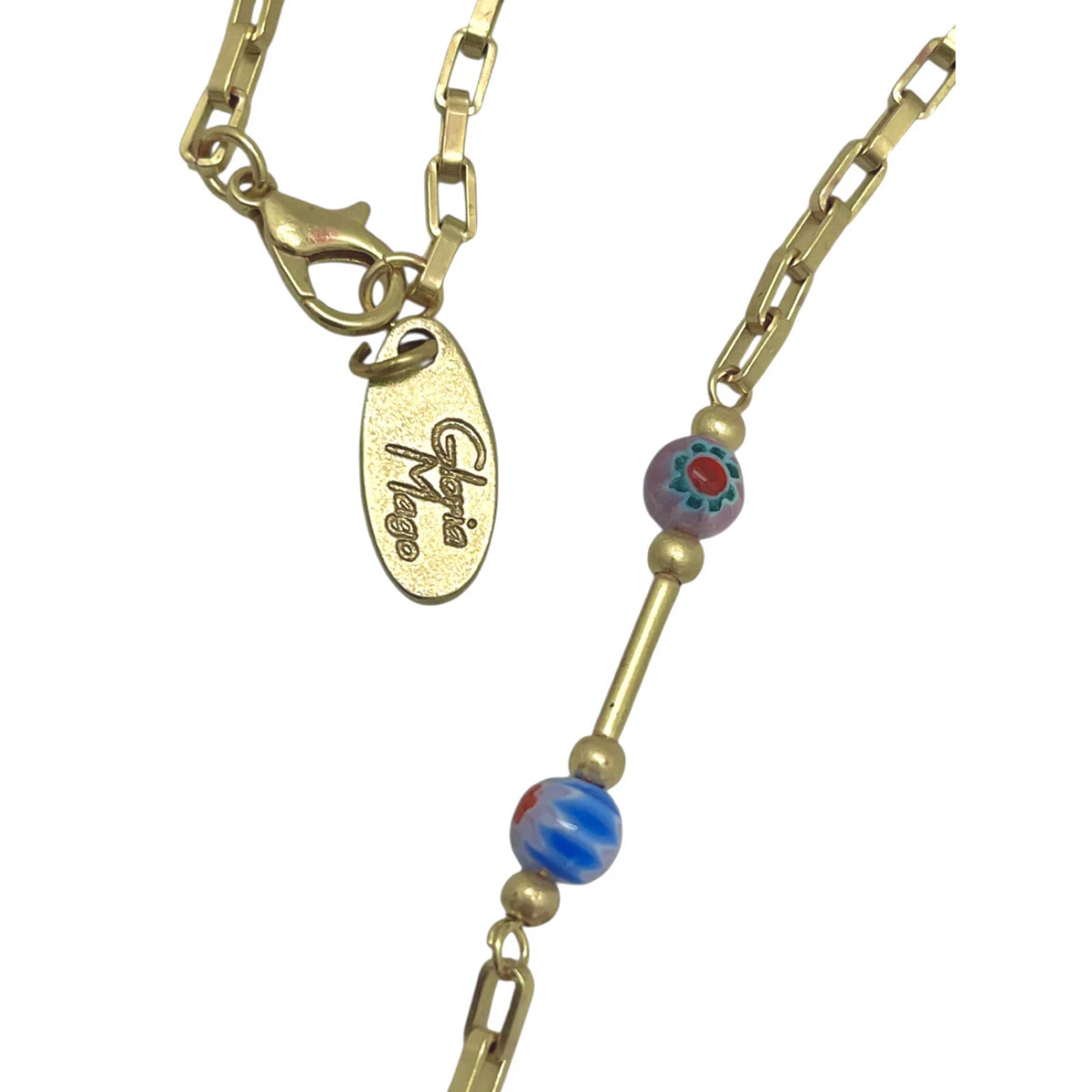Collar largo multicolor Talisman de Luz en cristal y dorado