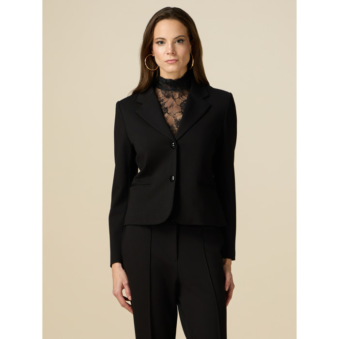 Oltre - Short blazer in Milanese stitch - Negro