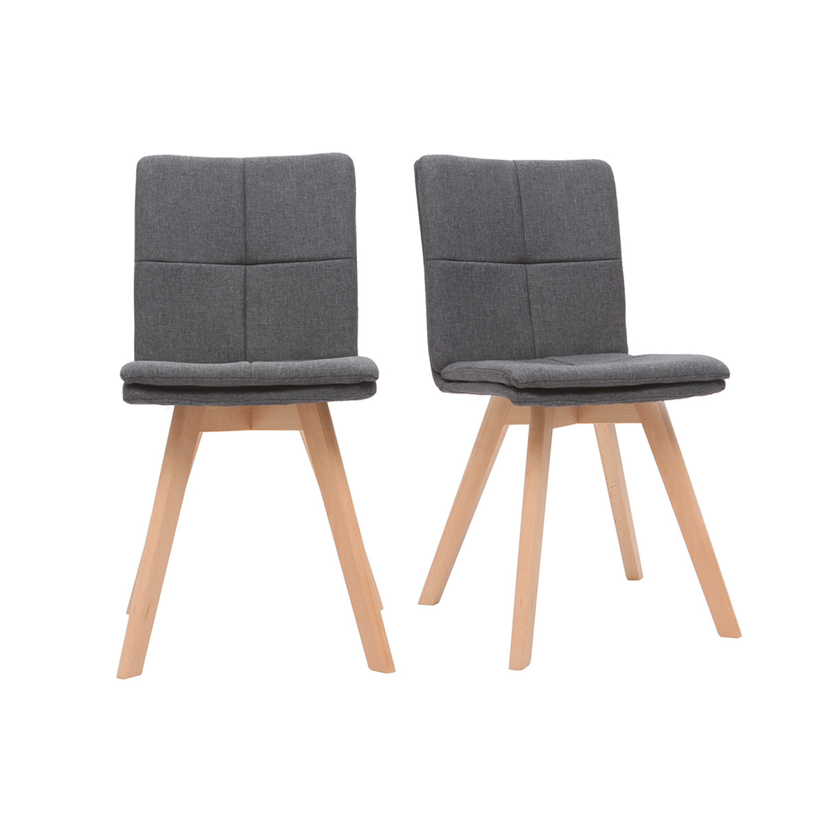 Chaises scandinaves en tissu gris foncé et bois clair (lot de 2) THEA