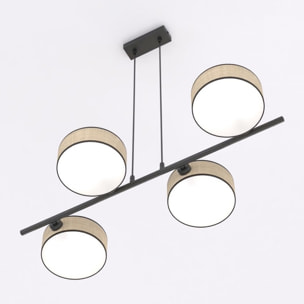 Lampada a sospensione DRUMZ in acciaio nero e rattan