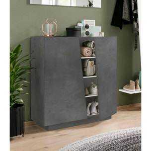 Scarpiera Apetta, Mobile multiuso a 2 ante, Portascarpe da ingresso, 100% Made in Italy, cm 80x38h86, Ardesia