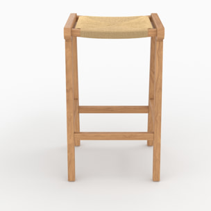 Tabouret pour ilot central 68 cm en teck et rotin - Kuna