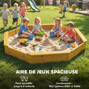 Bac à sable en bois avec auvent 4 bancs jaune