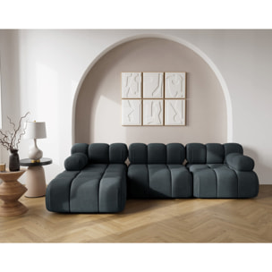 Ruby - canapé modulable d'angle gauche 4 places en velours texturé - Noir