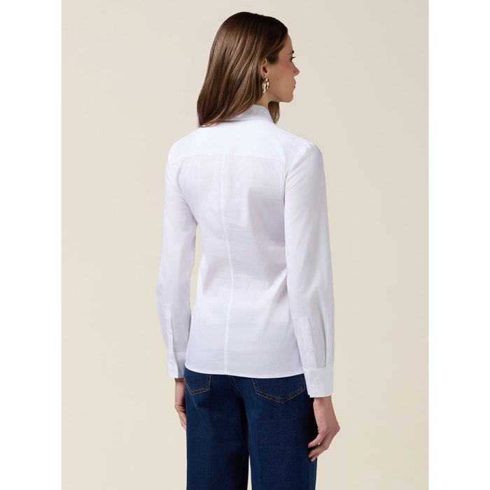Oltre - Camicia basic in popeline - Bianco