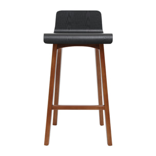 Tabourets de bar scandinaves noyer et noir H65 cm (lot de 2) BALTIK