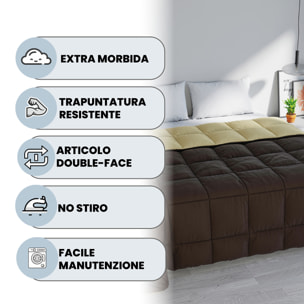 TRAPUNTA INVERNALE ELEGANT, 300gr, Microfibra, Doubleface, Made in Italy - MARRONE/PANNA