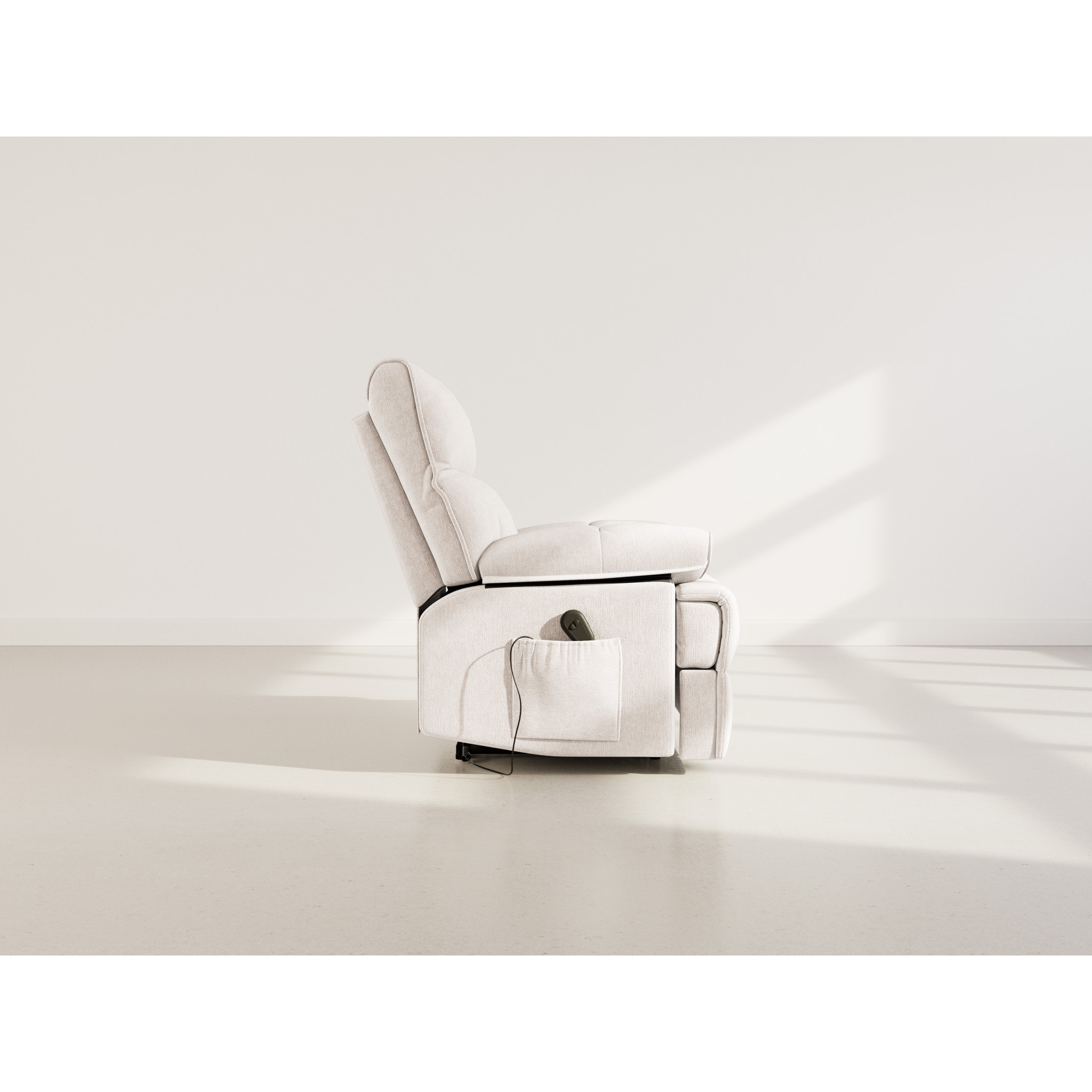 Chandler - Fauteuil relax électrique en velours texturé - Beige