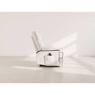 Chandler - Fauteuil relax électrique en velours texturé - Beige
