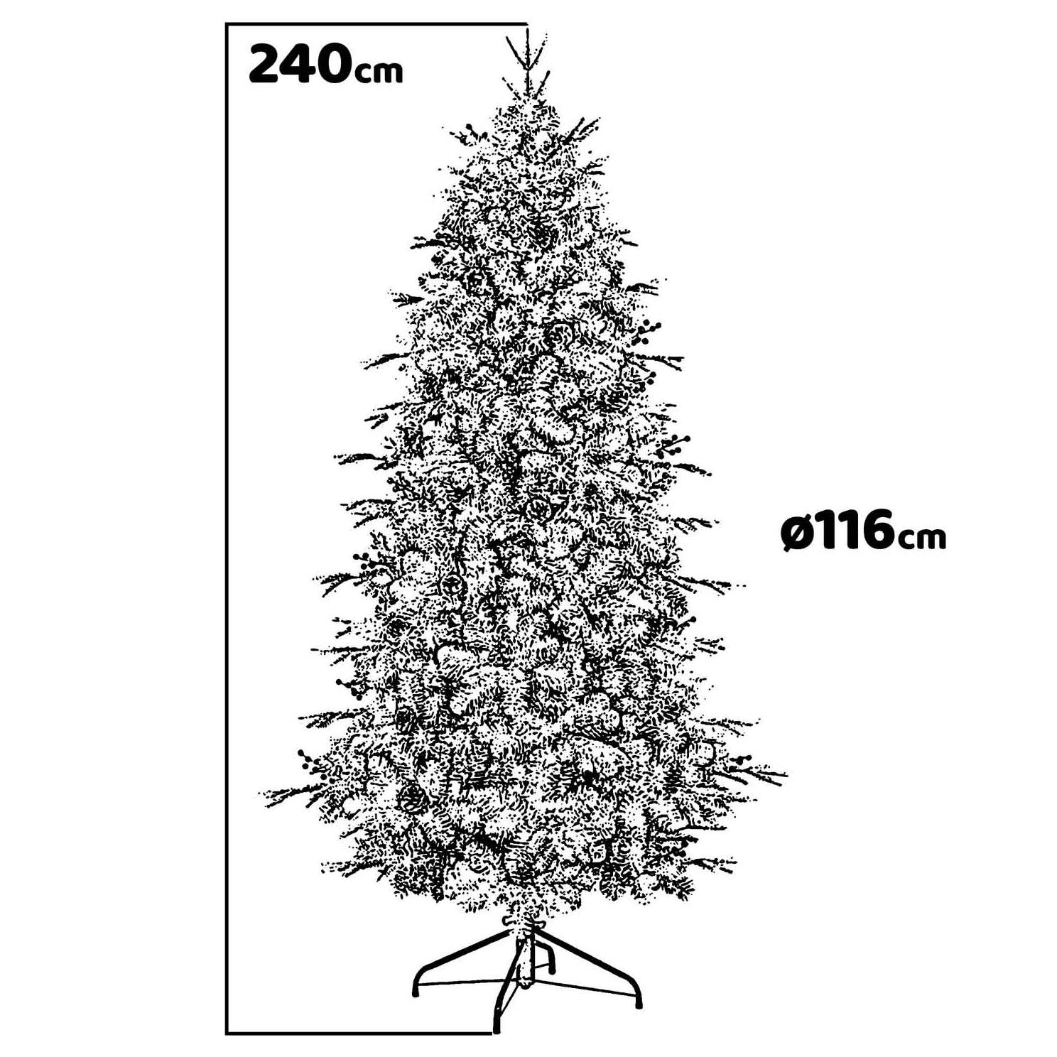 Atene - Albero di Natale effetto realistico punte innevate ø116x240H, 1230 rami