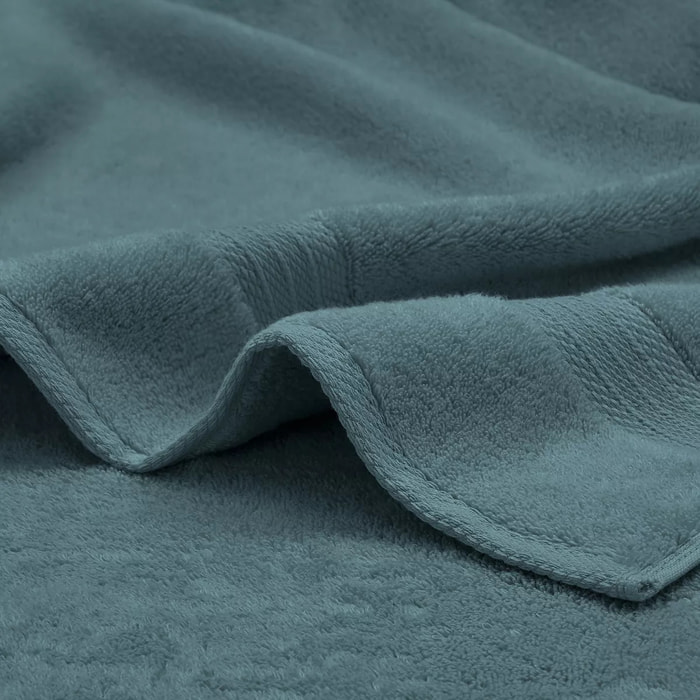 Serviette invites pur coton 550 g/m² uni bleu Elea petrole