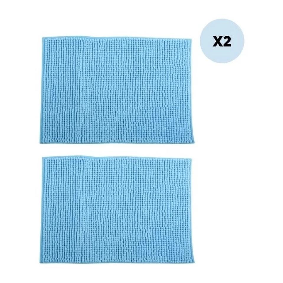 Lot de 2 tapis de bain CHENILLE 40x60 Bleu Clair