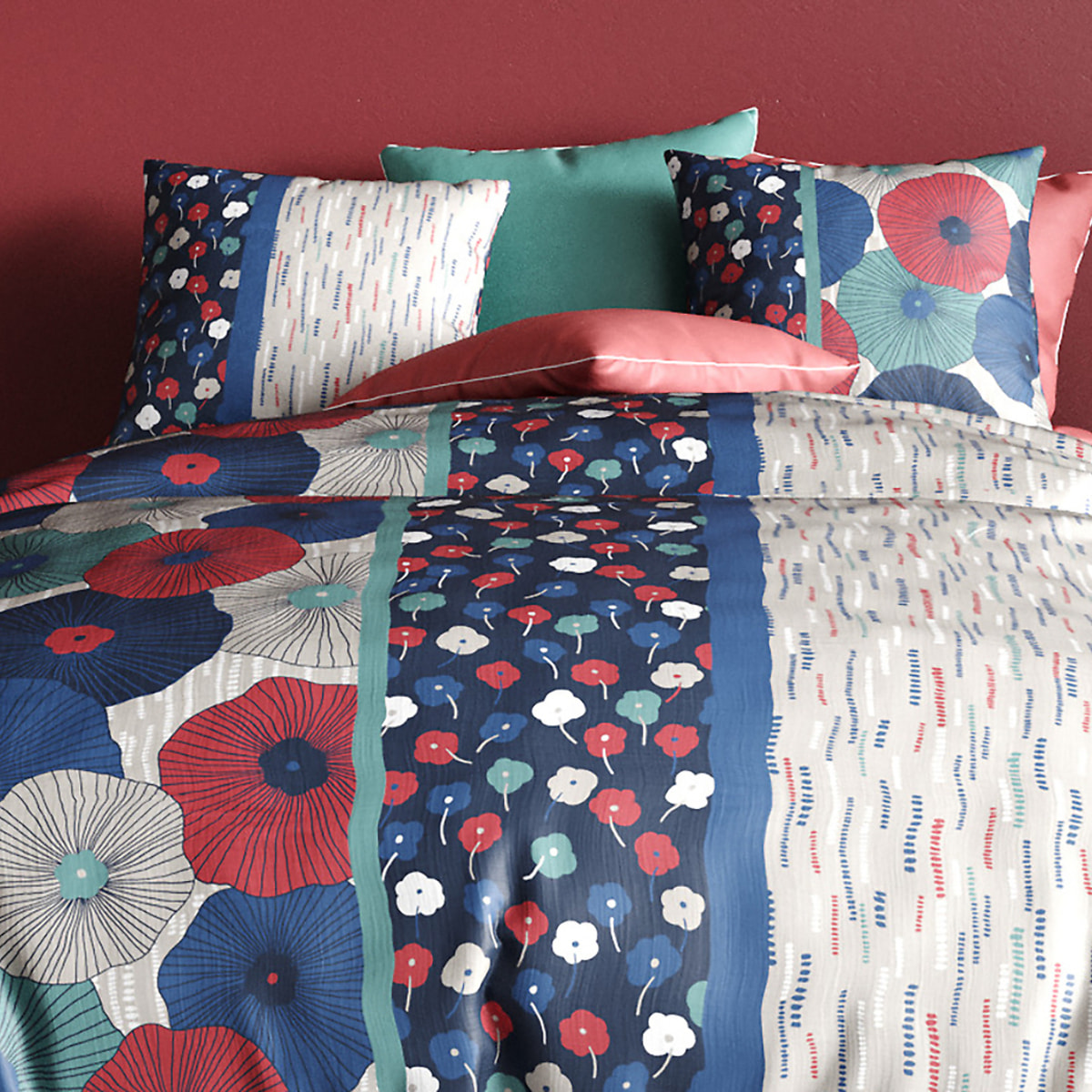 Parure housse de couette coton bleu