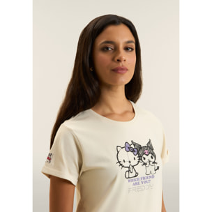 T-shirt Hello Kitty & Kuromi con stampa frontale
