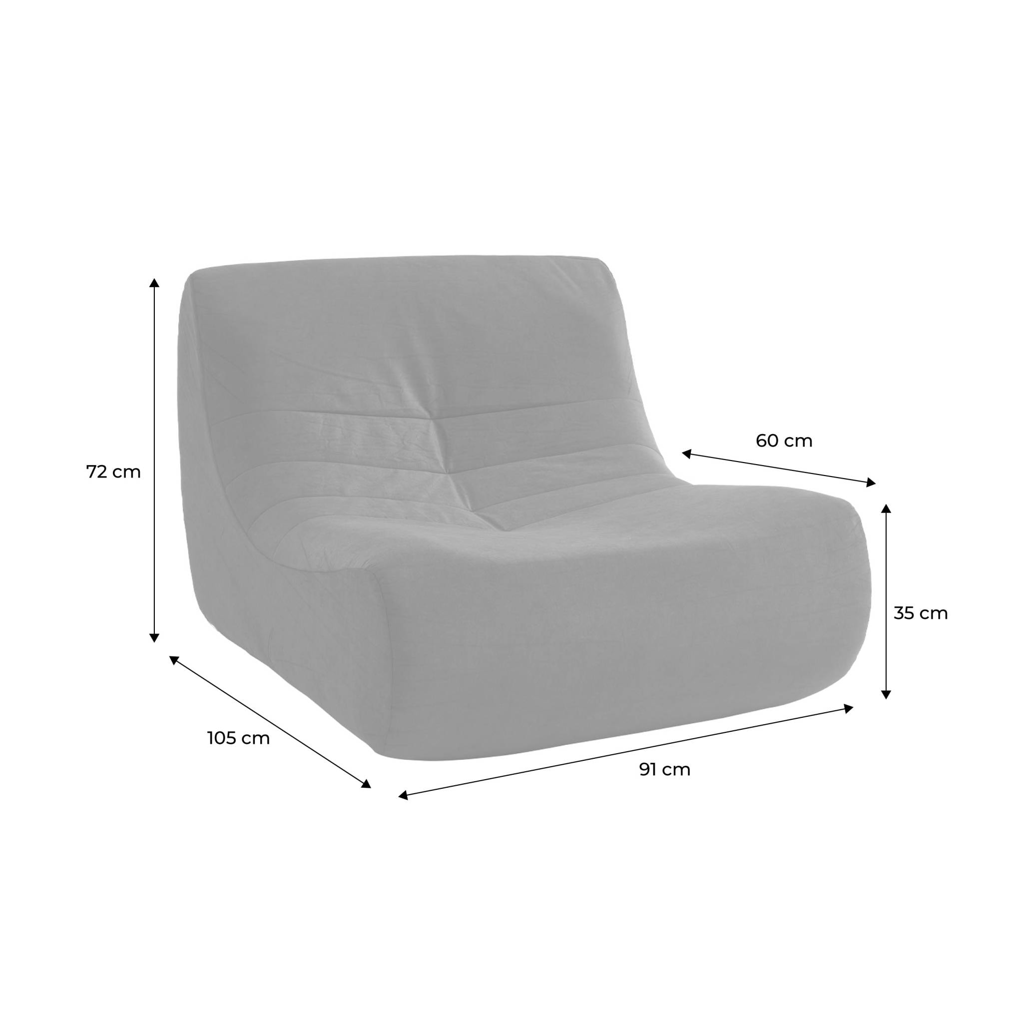 Fauteuil chauffeuse en velours style contemporain 3 places beige