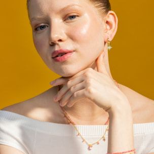 Collar con Cristal Rosa acabado oro 18k