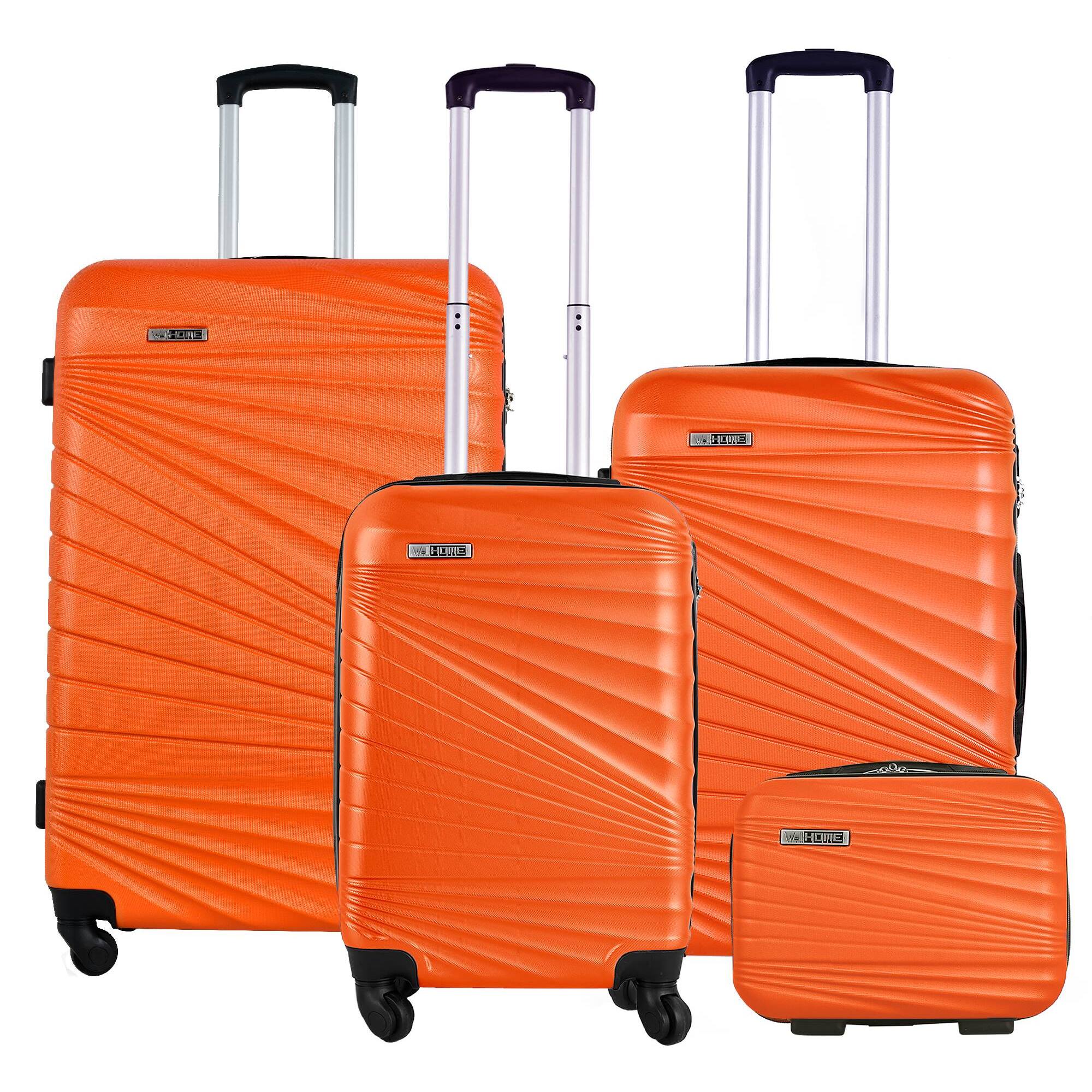 Juego de maletas rígidas 4 piezas en turquesa coral naranja