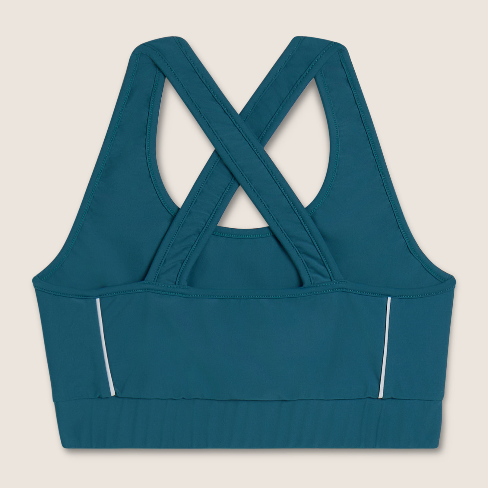 Top tecnico con spalline incrociate e profili bianchi