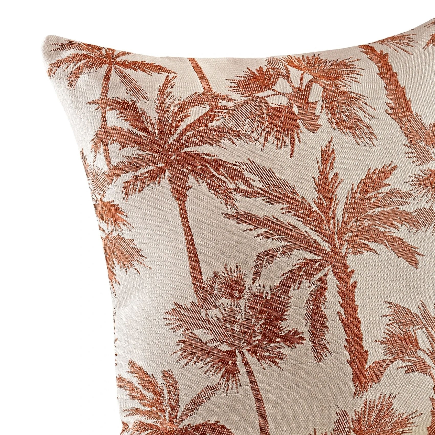 Coussin motif palmier tissé - Terracotta