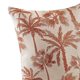 Coussin motif palmier tissé - Terracotta