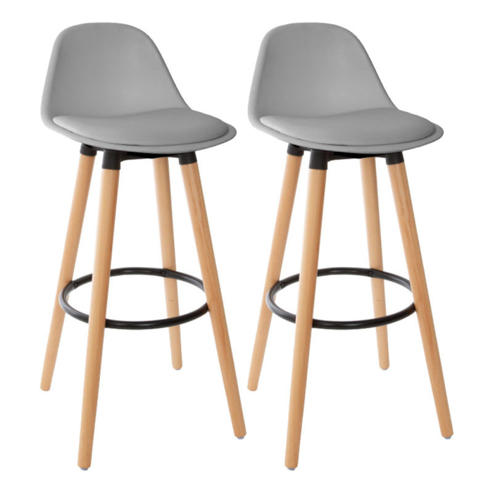 Lot de 2 tabourets bar déco style scandinave "Maxon" Atmosphera - Couleur: Gris