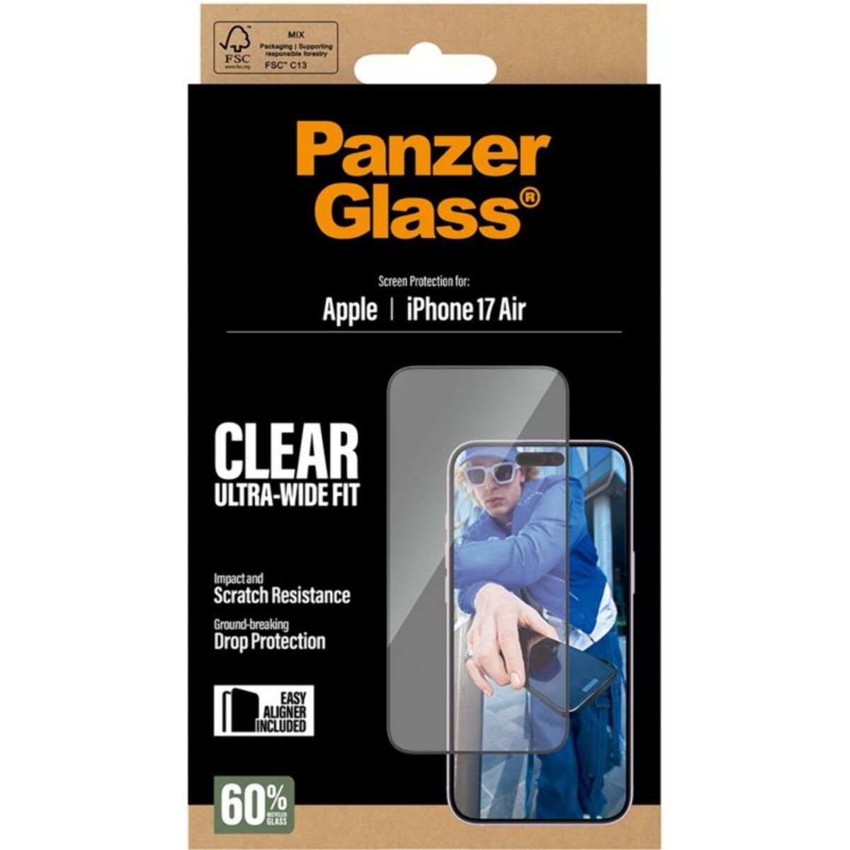 Protège écran PANZERGLASS iPhone Air verre trempé UWF