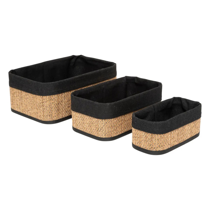 3 paniers en tissu marron 30,5x21cm